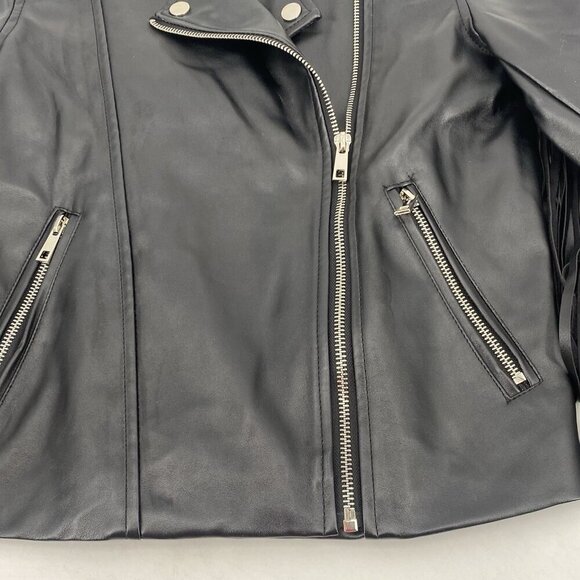 H&M Size 4 Black Faux Leather Brando Style Jacket With Fringes Western Boho - Picture 8 of 12